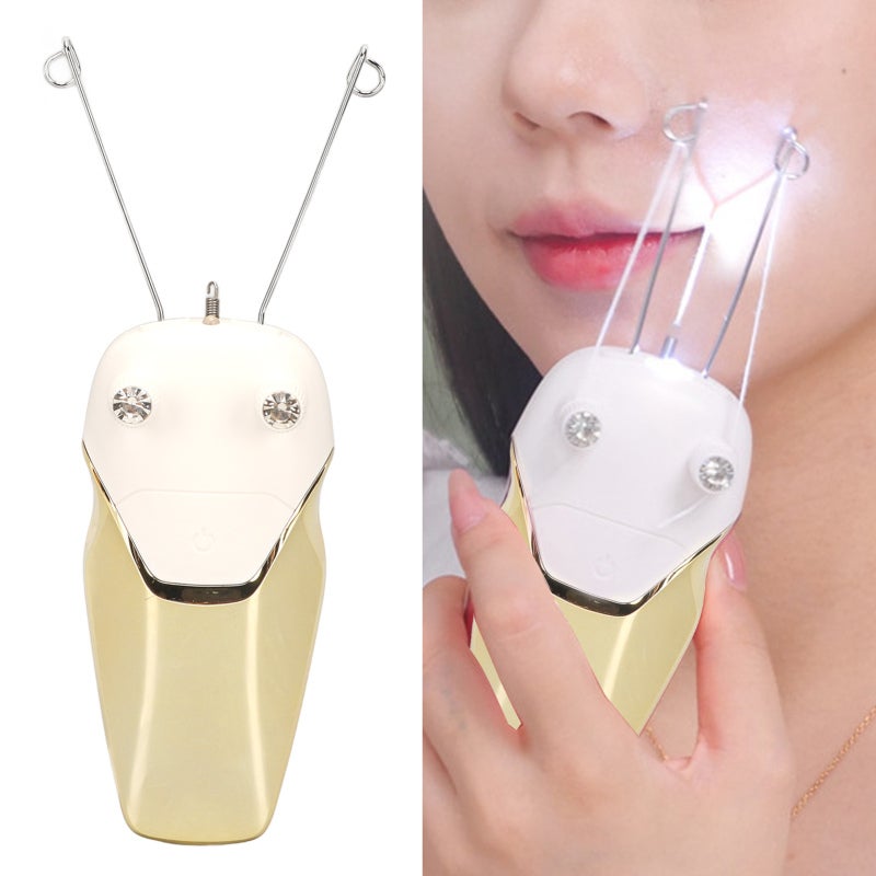 مُزيل الشعر بالخيط الإلكتروني: قابل لإعادة الشحن عبر USB، مع إضاءة LED، تصميم منسق للجسم - مزيل شعر الوجه لإزالة شعر الجسم بالكامل، للاستخدام المنزلي والسفر - Image 1