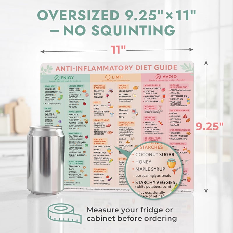 Beech & Lambert Anti-Inflammatory Diet Guide Magnet â€“ 9.25â€ Ã— 11â€ Large Anti Inflammatory Food List Chart, Kitchen Fridge Reference Cheat Sheet, Splash-Proof Full-Back Magnetic Poster - Image 5