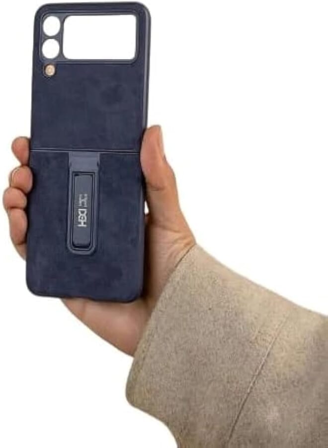 Next Store Leather Back Case Cover Compatible with Samsung Galaxy Z Flip 4 Leather Case Protect Your Phone from Bumps and Scratches (Blue)