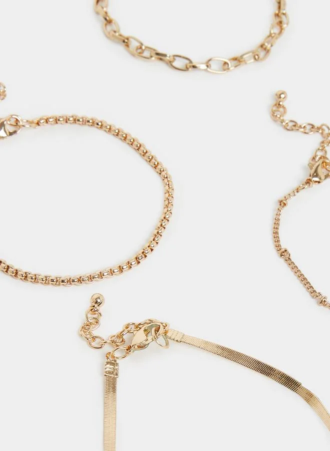 ستايلي طقم من 6 أساور سلاسل متنوعة