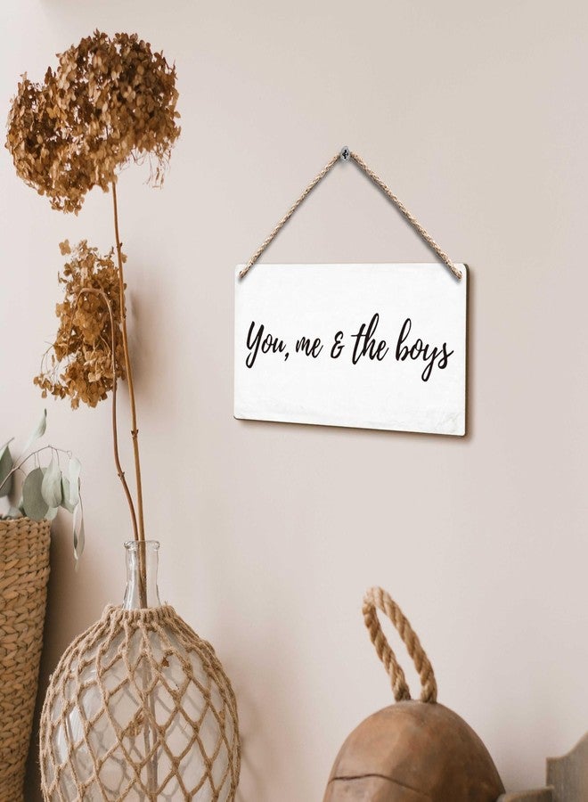 FUGWN You Me and the Boys Hanging Wooden Signs 12x6, Minimalist Inspirational Family Home Bedroom Living Room Boys Room Wall Decor, Mother’s Day Home Decor Gifts for Women Men Mom Dad - Image 4