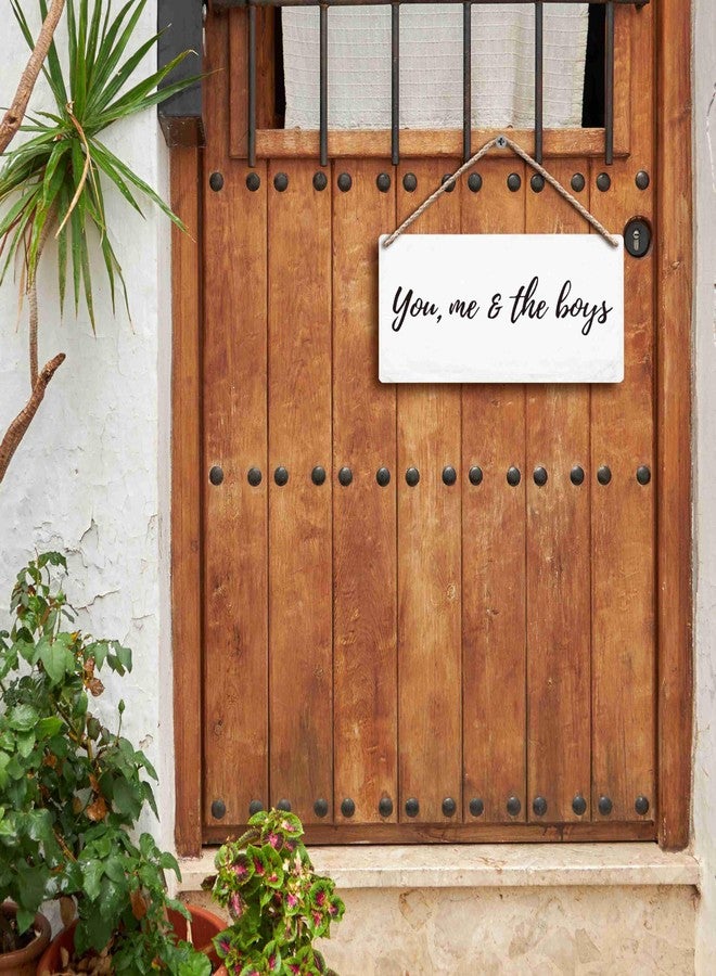 FUGWN You Me and the Boys Hanging Wooden Signs 12x6, Minimalist Inspirational Family Home Bedroom Living Room Boys Room Wall Decor, Mother’s Day Home Decor Gifts for Women Men Mom Dad - Image 3