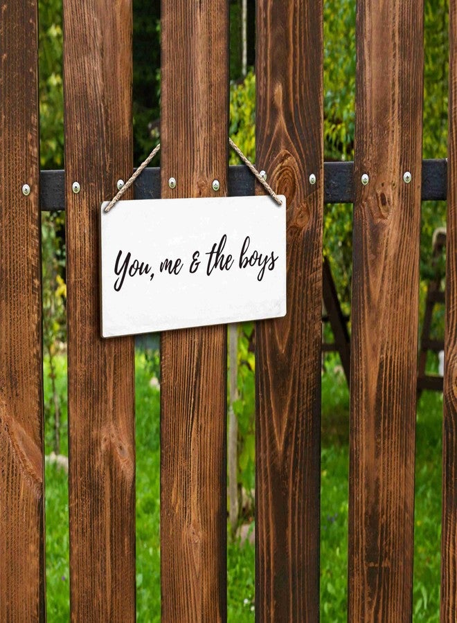 FUGWN You Me and the Boys Hanging Wooden Signs 12x6, Minimalist Inspirational Family Home Bedroom Living Room Boys Room Wall Decor, Mother’s Day Home Decor Gifts for Women Men Mom Dad - Image 5