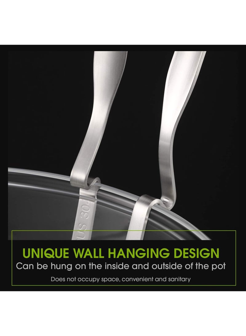 SYOSI طقم مصفاة مغرفة وعاء ساخن من الفولاذ المقاوم للصدأ، ملعقة شوربة وعاء ساخن، ملعقة مصفاة ومغرفة مشقوقة للصلصة، الشوربة، الخضروات، وأكثر (2 قطعة، آمنة في غسالة الصحون، 11.8 بوصة) - Image 2