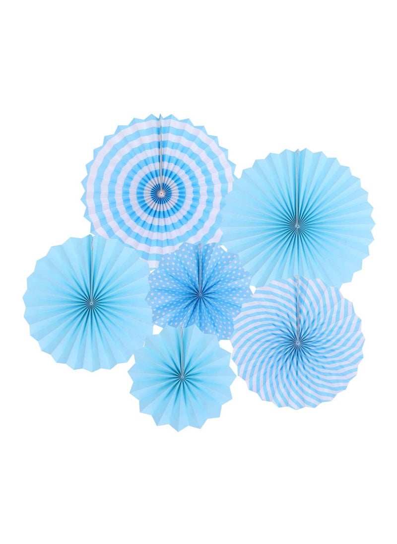 LA FIESTA Blue Paper Fan decorations for Boys First Birthday - 6 Pc  - Image 1