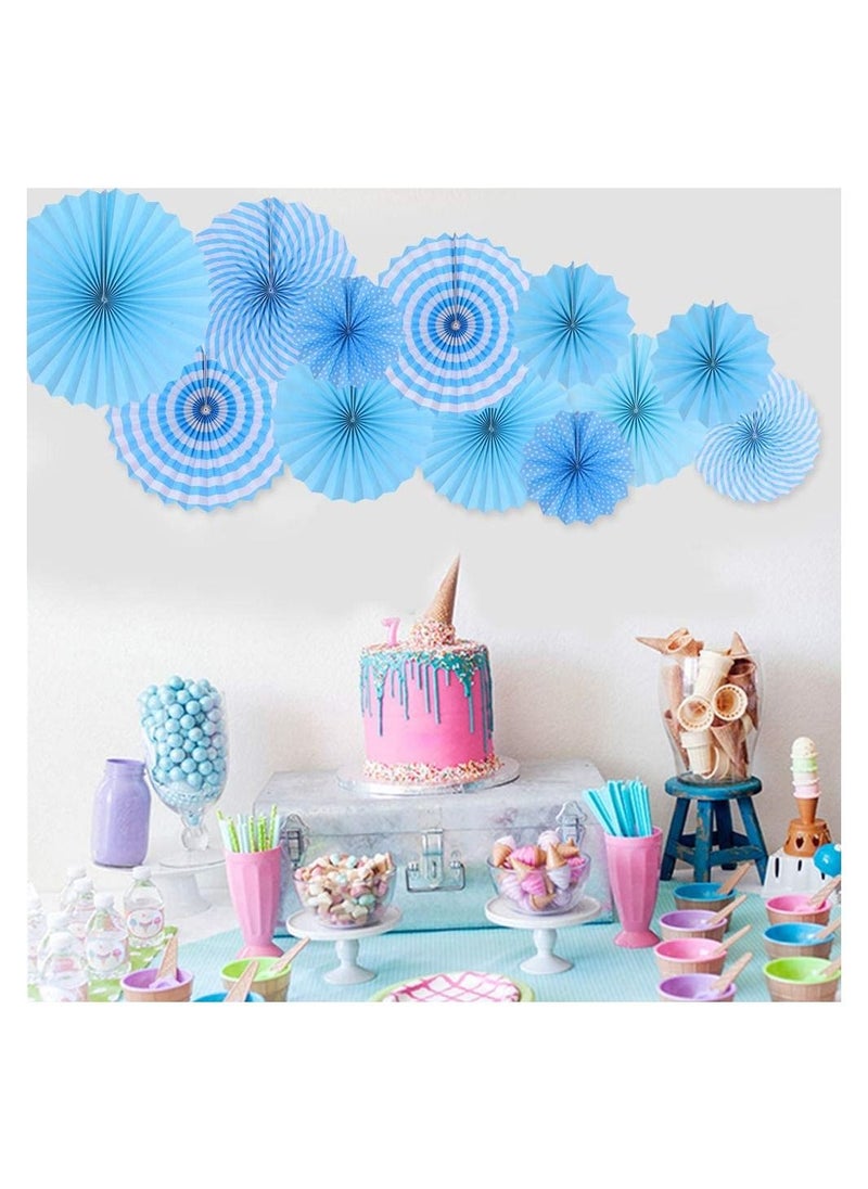 LA FIESTA Blue Paper Fan decorations for Boys First Birthday - 6 Pc  - Image 4