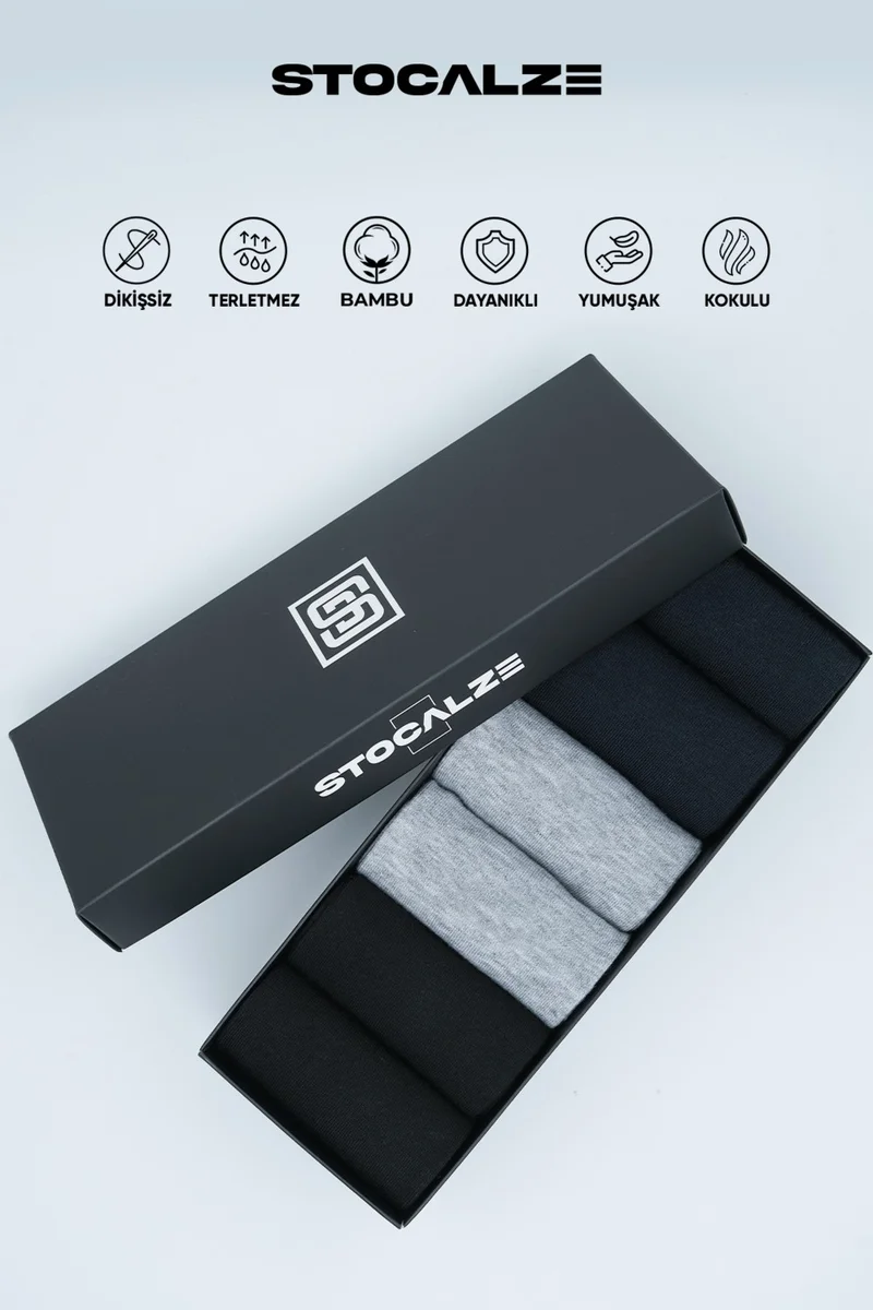 Stocalze Bamboo Men's Long Socks 6 Pack Flat Socks. Breathable and Anti-Sweat Men's Bamboo Socks