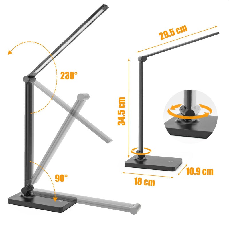 DWEPTU Rechargeable Desk Lamp LED Desk Lamps Eye-Caring Desk Lamps Dimmable Office Lamp with USB Chager Touch Control for Home Office Student Dormitory - Image 5