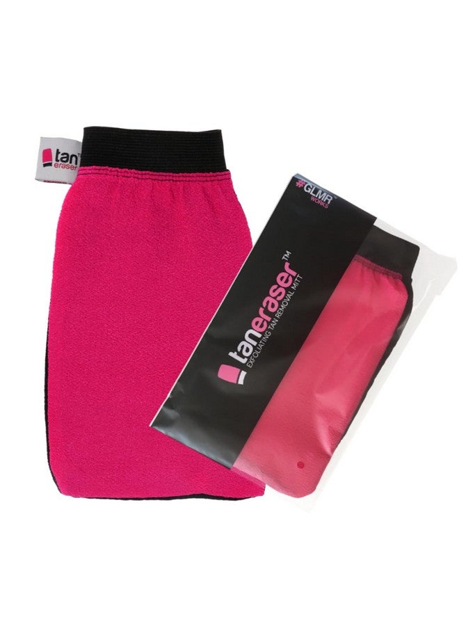 GLMR Works GLMR Works Tan Eraser Spray and Self Tan Remover Exfoliating Mitt Glove | Fake Tan Remover for Sunless Tanner (Pink/Black)  - Image 1