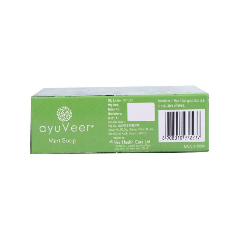 Ayuveer Mint Soap, Fresh & Clear Skin, 100% Natural, For All Skin Type, 125 G | Pack of 4 - Image 3