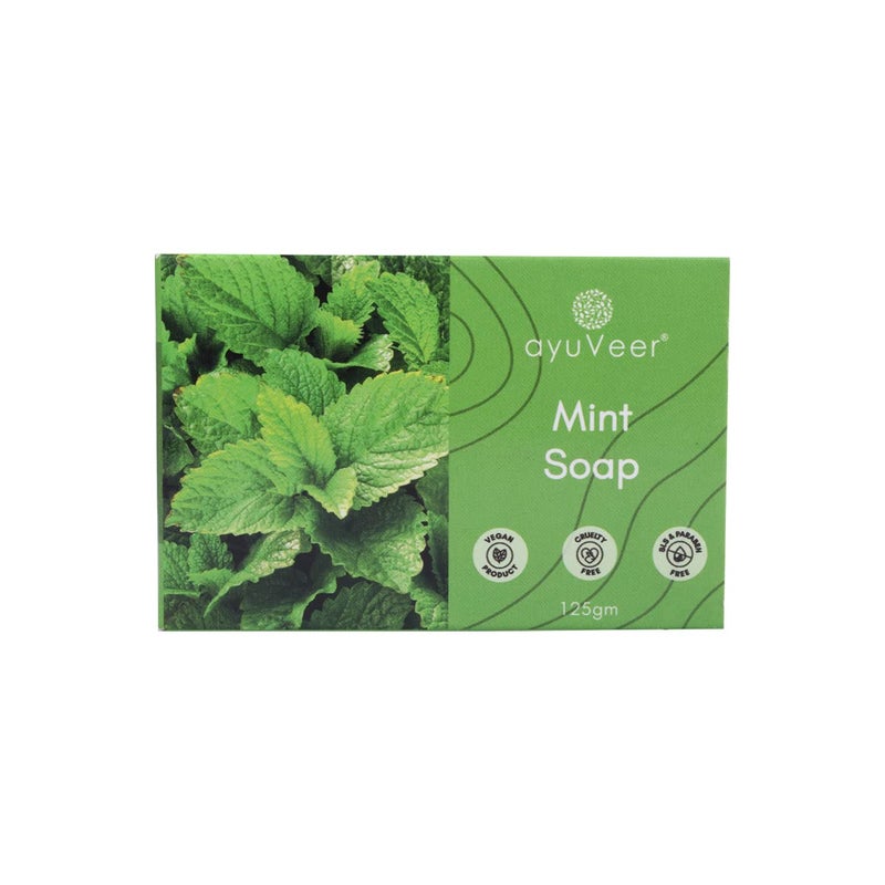 Ayuveer Mint Soap, Fresh & Clear Skin, 100% Natural, For All Skin Type, 125 G | Pack of 4 - Image 2