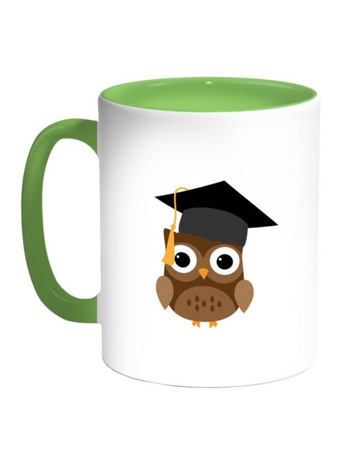 Graduation - Owl Printed Coffe Mug Green/White/Brown