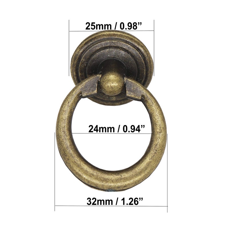 binifiMux 8pcs Antique Vintage Cabinet Drawer Cupboard Dresser Furniture Drop Ring Knobs Pulls Handles,Bronze, Single Hole - Image 2