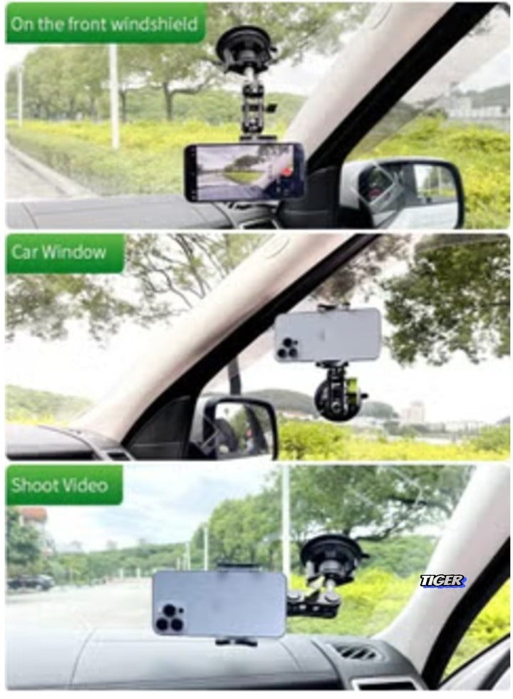TIGER حامل هاتف السيارة برأس كروي عالمي – حامل هاتف قابل للتعديل بزاوية 360° للوحة القيادة وفتحة التهوية – آمن، قوي، وسهل الاستخدام لجميع الهواتف الذكية - Image 2