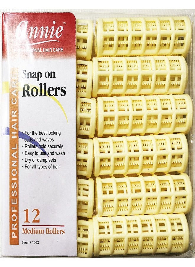 Annie Snap on Rollers #1002, 12 Count Yellow Medium 3/4 Inch (2 Pack)