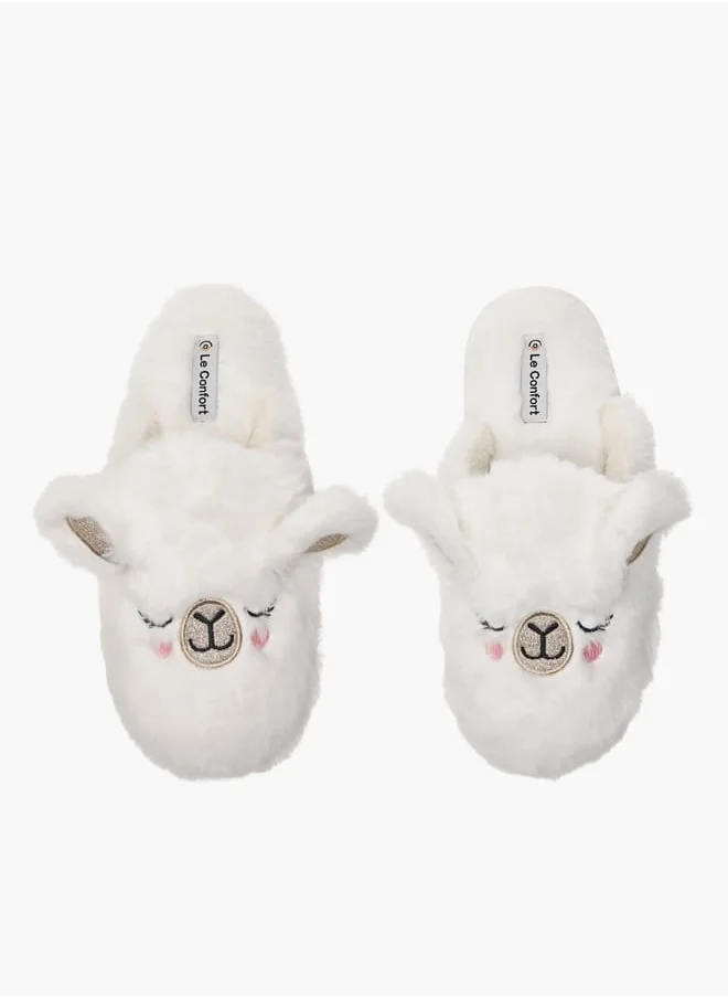 لو كونفورت Womens Ear Applique Bedroom Mules