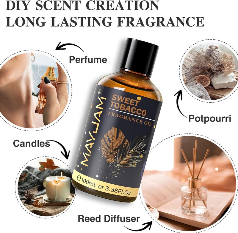 100ML/3.38FL.OZ Sweet Tobacco Fragrance Oils with Glass Dropper, Essential Oils for Diffusers for Home, Long Lasting Scented Oils for Diffusers Soap Candle Making - Image 5