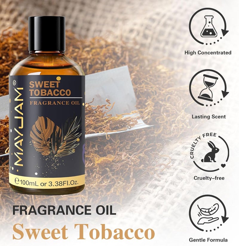 100ML/3.38FL.OZ Sweet Tobacco Fragrance Oils with Glass Dropper, Essential Oils for Diffusers for Home, Long Lasting Scented Oils for Diffusers Soap Candle Making - Image 2