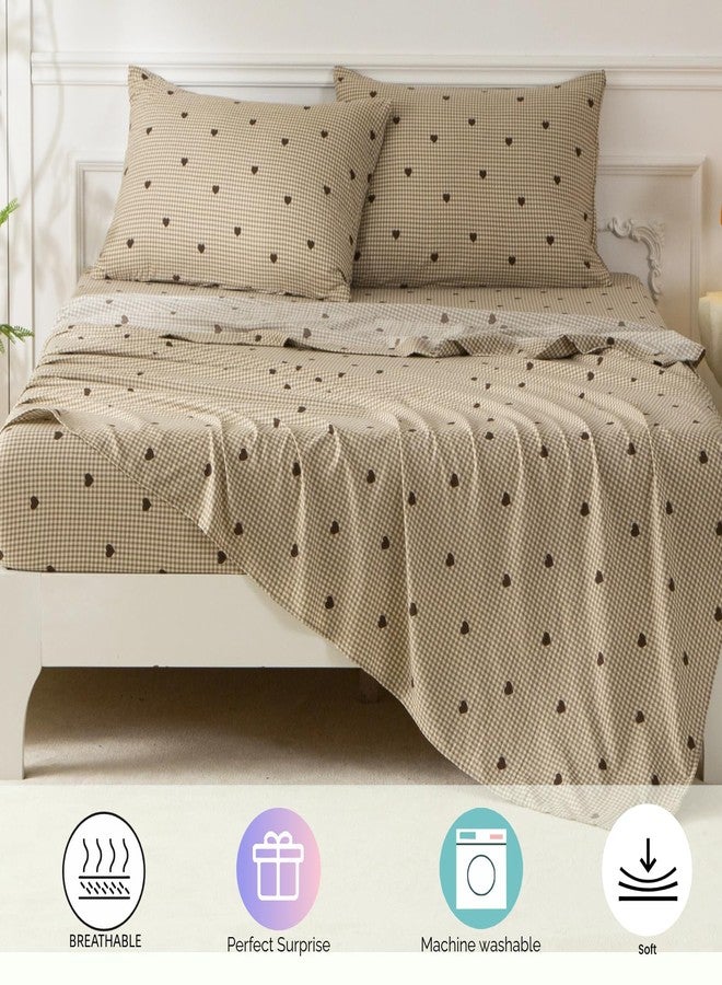SDY 7PCS Heart Plaid Comforter Sheets Set Twin, Washed Microfiber Gingham Bedding Set Included Comforter, Flat Sheet, Fitted Sheet and Pillowcases & Shams for Kids Boys and Girls - Image 3