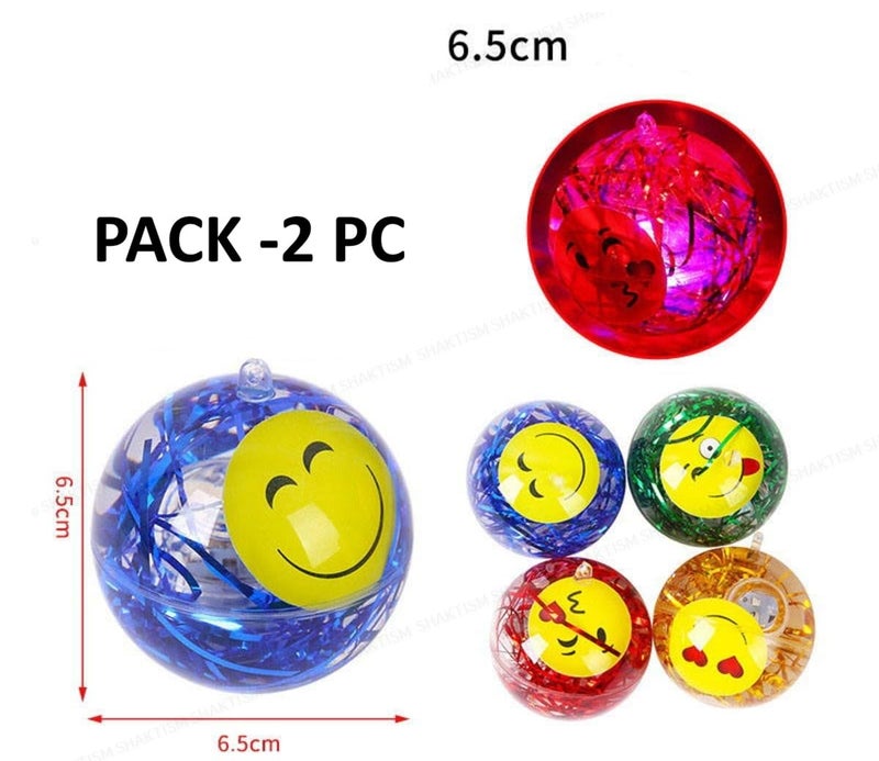 SHAKTISM LED Light Up Bouncing Ball, 70mm Water-Filled Rubber Anti-Stress Ball, Flashing Random Design for Children - Pack of 2 - Image 2