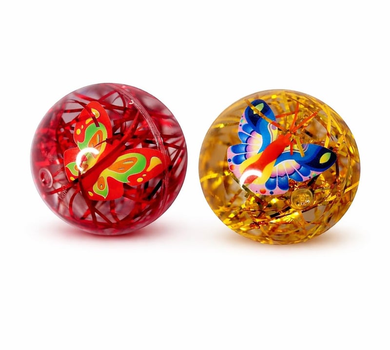 SHAKTISM LED Light Up Bouncing Ball, 70mm Water-Filled Rubber Anti-Stress Ball, Flashing Random Design for Children - Pack of 2 - Image 1