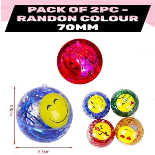 SHAKTISM LED Light Up Bouncing Ball, 70mm Water-Filled Rubber Anti-Stress Ball, Flashing Random Design for Children - Pack of 2 - Image 4