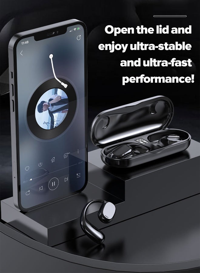 In-ear headphones, HiFi intelligent noise reduction, wireless Bluetooth 5.4, 100-hour battery life, IP57 waterproof, multiple modes, HD sound quality, fast charging, available in black, white and beige, portable, true bone conduction earhook Bluetooth headphones - Image 2