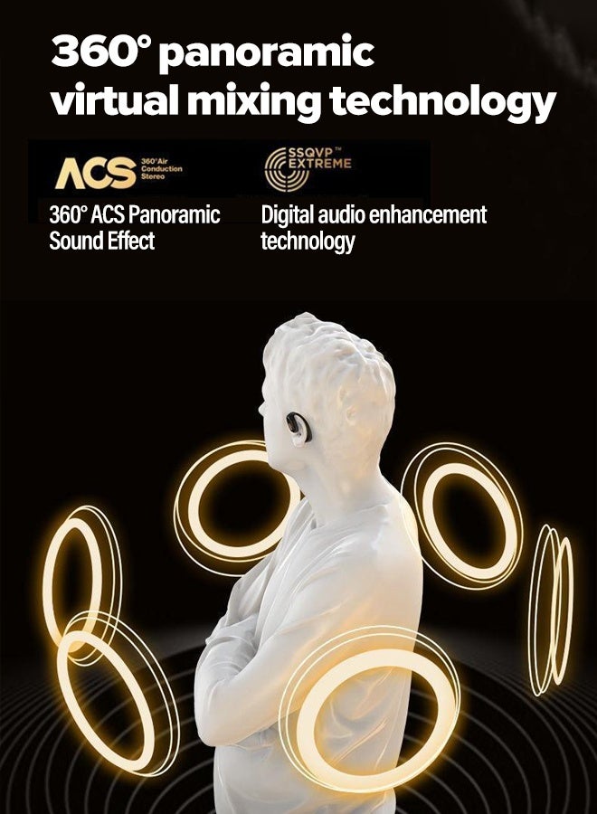 In-ear headphones, HiFi intelligent noise reduction, wireless Bluetooth 5.4, 100-hour battery life, IP57 waterproof, multiple modes, HD sound quality, fast charging, available in black, white and beige, portable, true bone conduction earhook Bluetooth headphones - Image 4