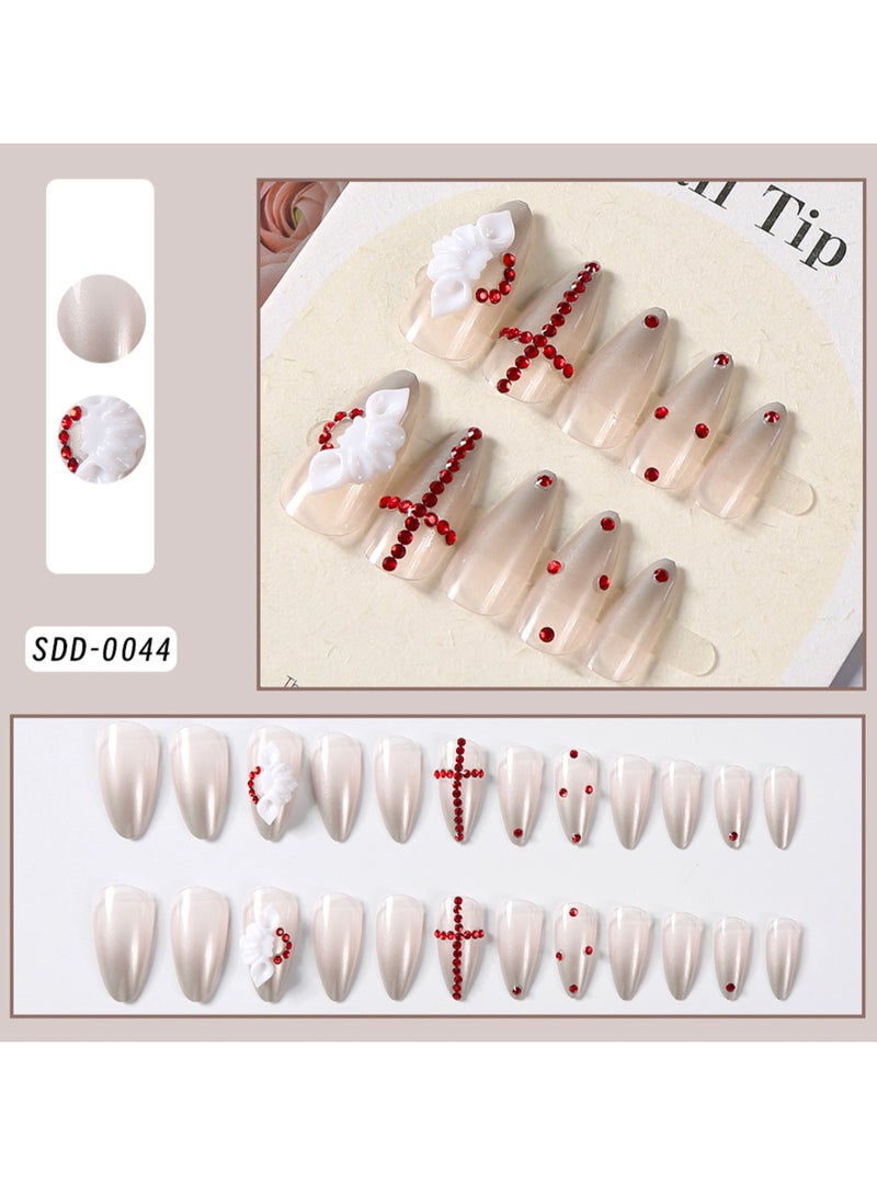 24 Pieces False Nails Set,Universal European And American Manicure, Detachable Nail Stickers
