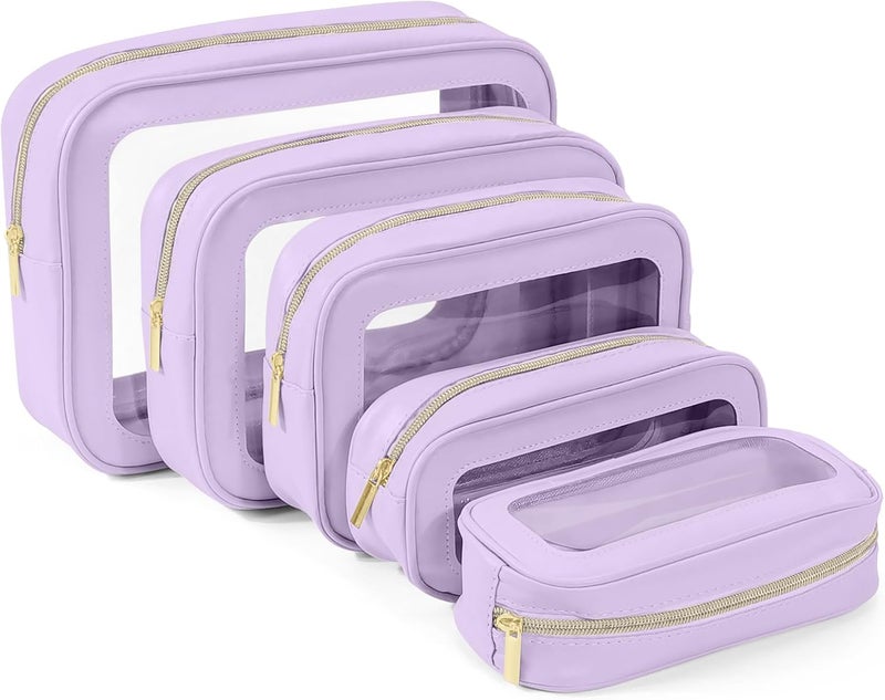 YOPCDJ 5PCS Diaper Bag Organizer Pouch Set, TSA Approved Toiletry Bag，Clear Waterproof TPU Makeup Bag Set Travel Organizer Bags for Women and Kids - Image 1