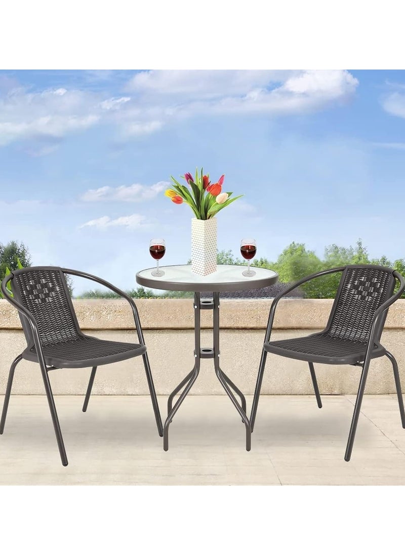 DubaiGallery - Garden Dining Set 3 Piece Outdoor Furniture Patio Dining Table and Chair Balcony Dinner Table Dinner Chair Poly Rattan Anthracite - Image 1