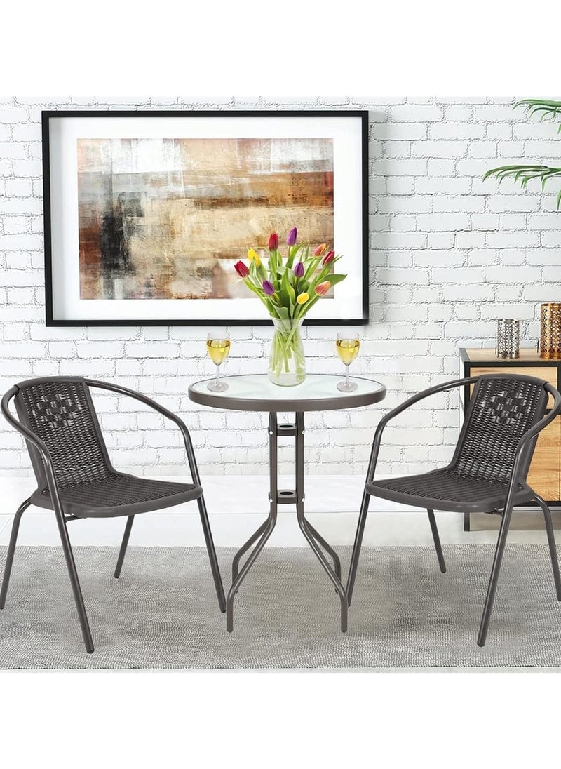 DubaiGallery - Garden Dining Set 3 Piece Outdoor Furniture Patio Dining Table and Chair Balcony Dinner Table Dinner Chair Poly Rattan Anthracite - Image 1