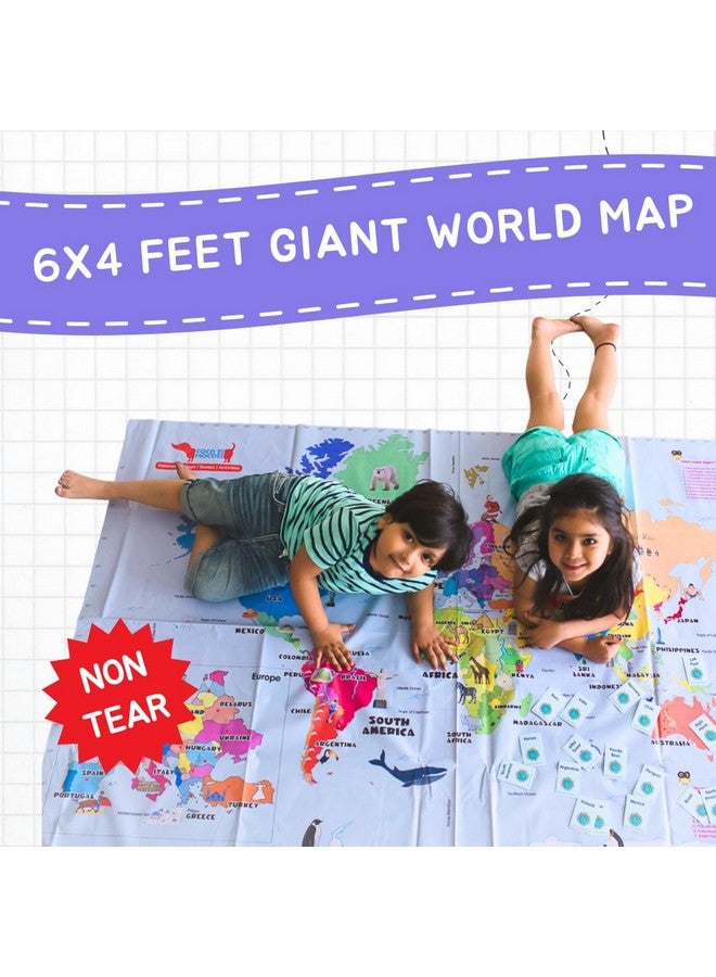 COCOMOCO KIDS CocoMoco Kids Giant World Map for Kids - 6 feet x 4 feet Educational Learning Birthday Gift for Kids 5+ years  - Image 2