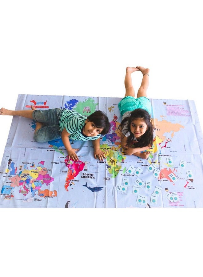 COCOMOCO KIDS CocoMoco Kids Giant World Map for Kids - 6 feet x 4 feet Educational Learning Birthday Gift for Kids 5+ years  - Image 1