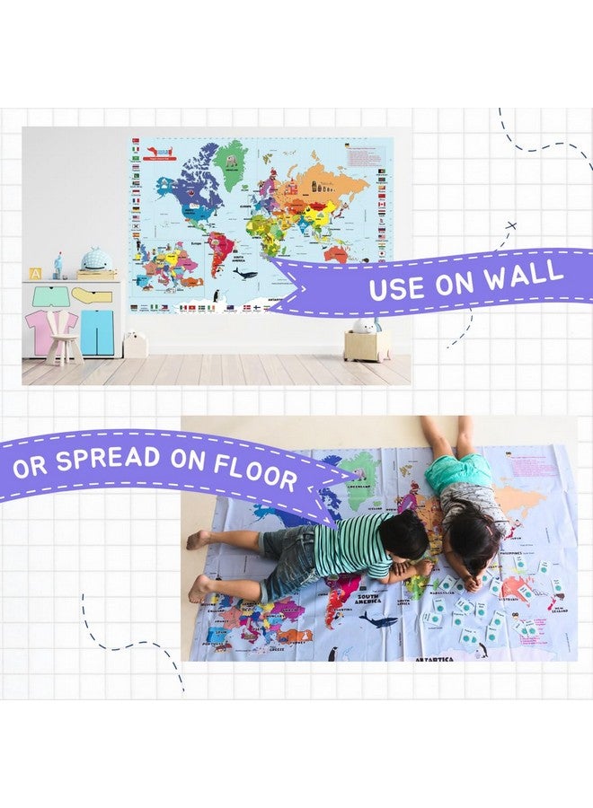 COCOMOCO KIDS CocoMoco Kids Giant World Map for Kids - 6 feet x 4 feet Educational Learning Birthday Gift for Kids 5+ years  - Image 5