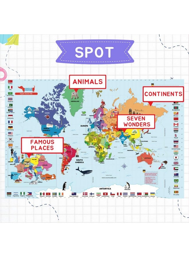 COCOMOCO KIDS CocoMoco Kids Giant World Map for Kids - 6 feet x 4 feet Educational Learning Birthday Gift for Kids 5+ years  - Image 3