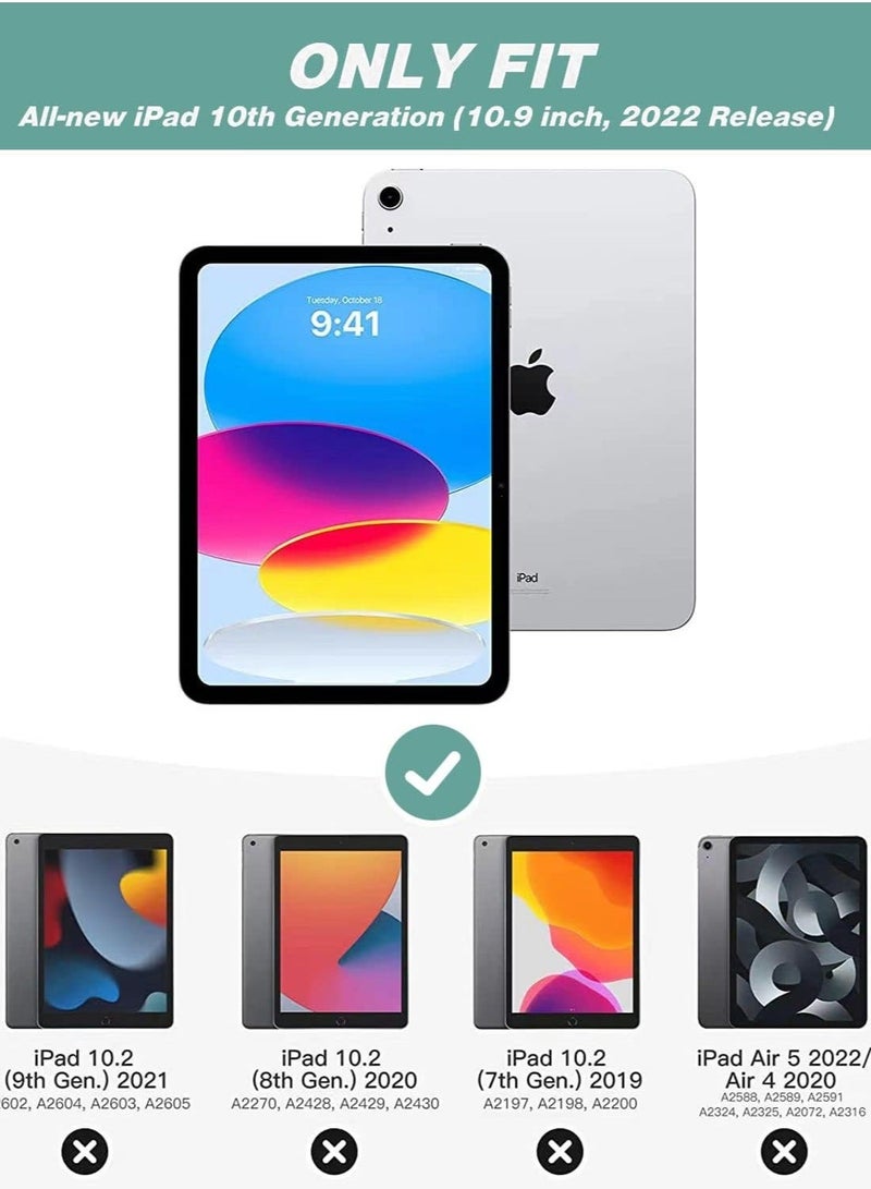 راكسوم حافظة iPad الجيل العاشر (10.9 بوصة، 2022) - حافظة ذكية مع حامل قلم، وظهر ناعم من مادة TPU، ودعم الإيقاظ/السكون التلقائي - أخضر غابي - Image 2