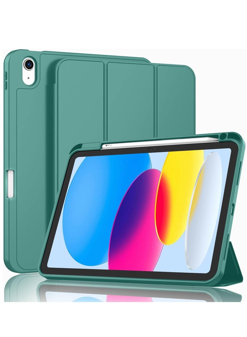 راكسوم حافظة iPad الجيل العاشر (10.9 بوصة، 2022) - حافظة ذكية مع حامل قلم، وظهر ناعم من مادة TPU، ودعم الإيقاظ/السكون التلقائي - أخضر غابي - Image 1