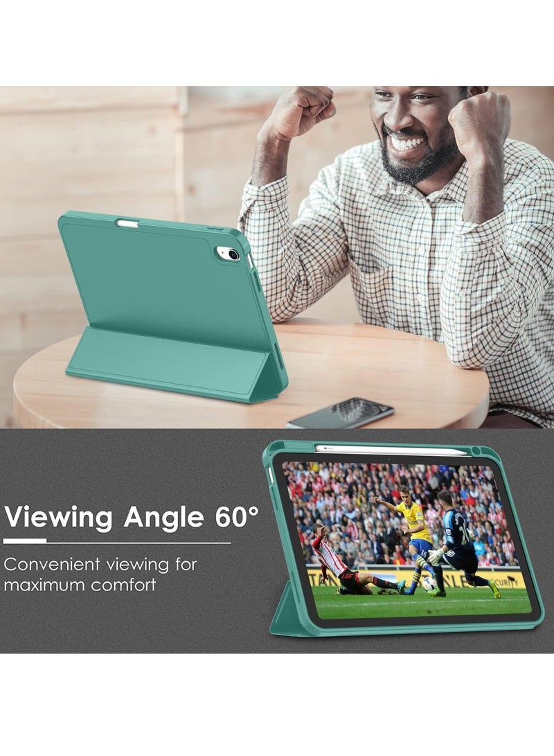 راكسوم حافظة iPad الجيل العاشر (10.9 بوصة، 2022) - حافظة ذكية مع حامل قلم، وظهر ناعم من مادة TPU، ودعم الإيقاظ/السكون التلقائي - أخضر غابي - Image 5