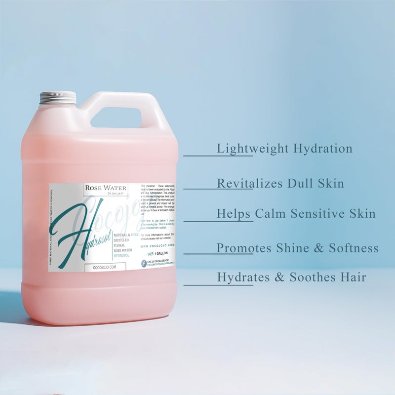 cocojojo Rose Hydrosol Spray Cleansing Non GMO Facial Toner for Face Body Locs Rose Water Hydrating Face Mist, for Hydration Pure & Natural Hydrosol for All Skin Types - COCOJOJO - Bulk 128 OZ - 1 Gallon - Image 3