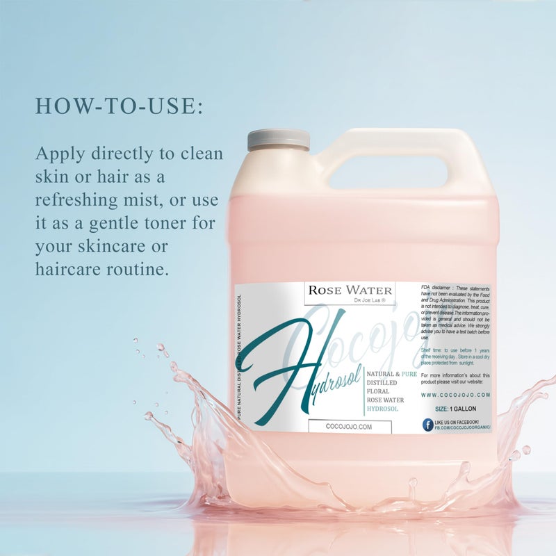 cocojojo Rose Hydrosol Spray Cleansing Non GMO Facial Toner for Face Body Locs Rose Water Hydrating Face Mist, for Hydration Pure & Natural Hydrosol for All Skin Types - COCOJOJO - Bulk 128 OZ - 1 Gallon - Image 4