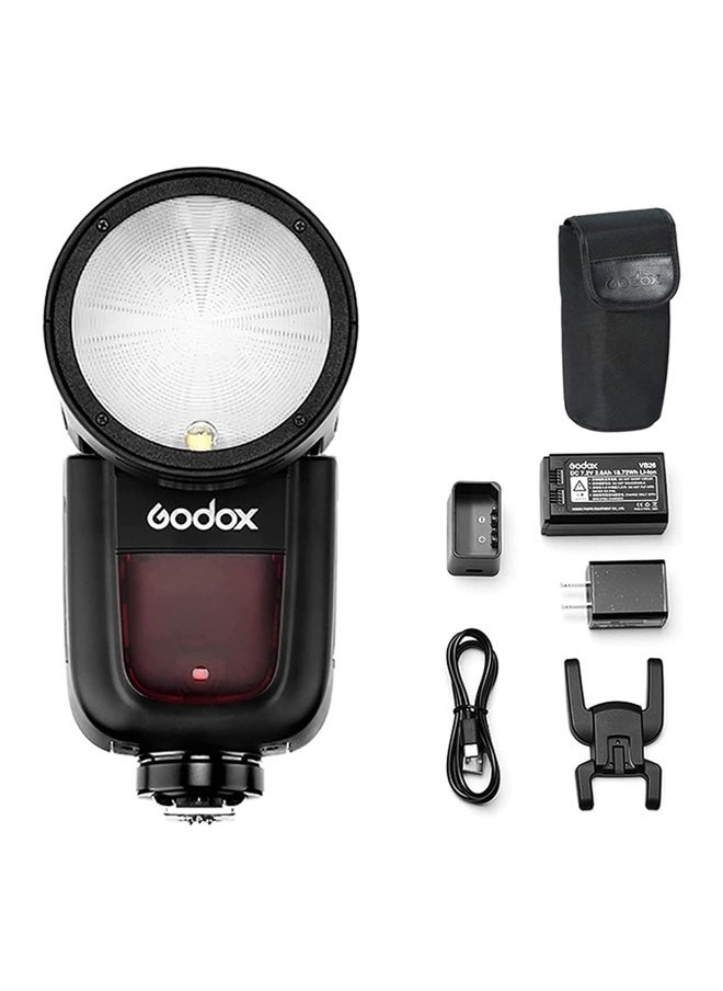 Godox - Godox V1 V1-N V1N Round Head Camera Flash for Nikon Flash Speedlight Speedlite Light,76Ws 2.4G 1/8000 HSS,480 Full Power Shots,1.5s Recycle Time,2600mAh Li-ion Battery,10 Levels LED Modeling Lamp - Image 1