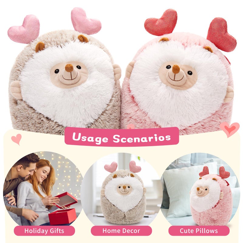 MaoGoLan Couple Valentines Hedgehogs Stuffed Animals with Heart Hair Band 2Pcs Soft Hedgehogs Throw Pillow Plush Toys  Love Heart Valentines Stuffed Animal Gift Decorations for Love Ones 14 "" - Image 2