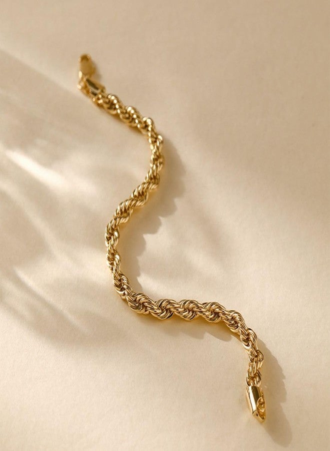 Aaishwarya Gold Plated Zircon 6mm Twisted Rope Chain Bracelet for Women and Girls | Minimal Dainty Jewelry | Anti-Tarnish | Stylish Everyday Accessory | Jewellery Gift - Image 4