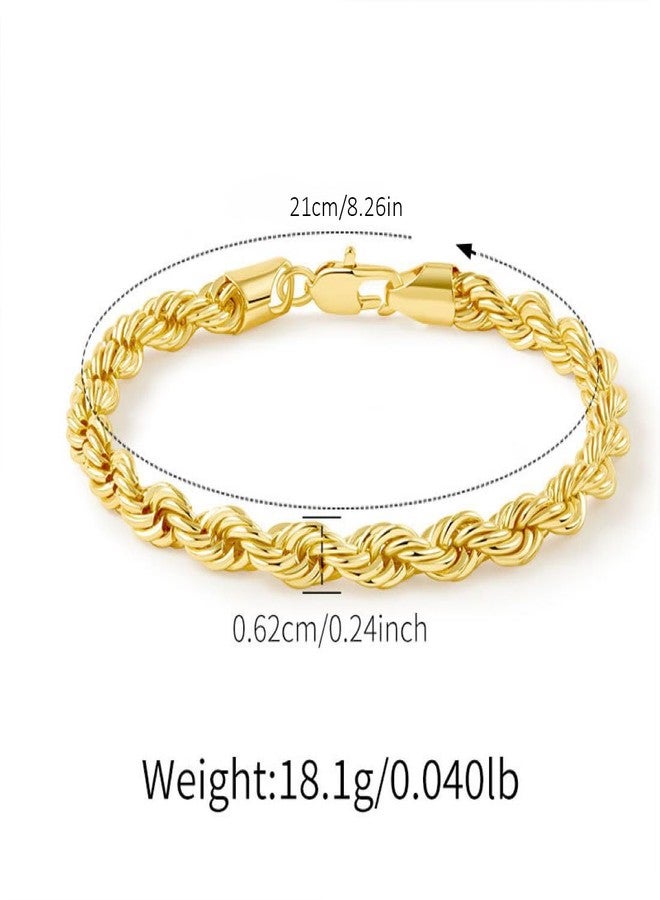 Aaishwarya Gold Plated Zircon 6mm Twisted Rope Chain Bracelet for Women and Girls | Minimal Dainty Jewelry | Anti-Tarnish | Stylish Everyday Accessory | Jewellery Gift - Image 5