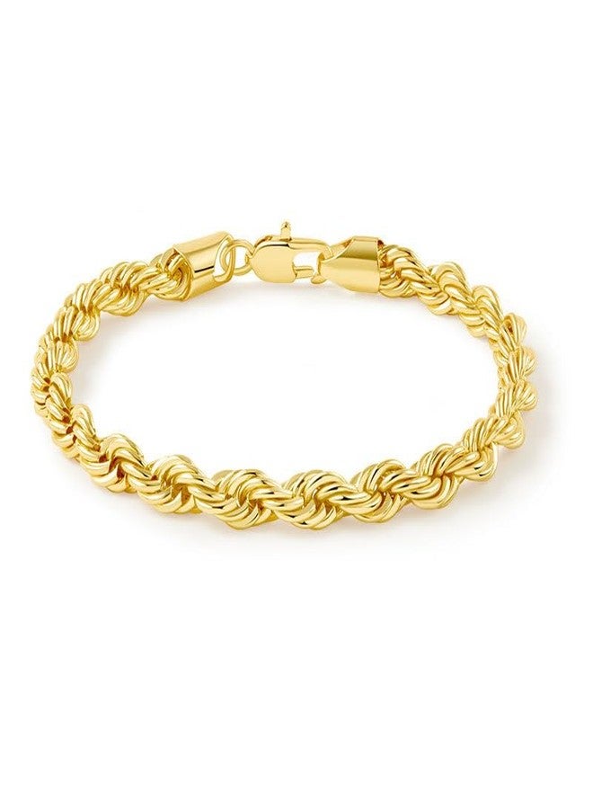 Aaishwarya Gold Plated Zircon 6mm Twisted Rope Chain Bracelet for Women and Girls | Minimal Dainty Jewelry | Anti-Tarnish | Stylish Everyday Accessory | Jewellery Gift - Image 1