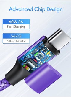 etguuds Purple USB C to USB C Cable 6ft, 2-Pack, 60W USBC to USBC Cord, Type C to C Charger Cable Fast Charging for iPhone 16/15 Pro Max/Plus/Pro, for MacBook Pro Air/iPad, for Samsung Galaxy S24 S23  - Image 2