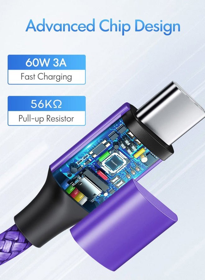 Purple USB C to USB C Cable 6ft, 2-Pack, 60W USBC to USBC Cord, Type C to C Charger Cable Fast Charging for iPhone 16/15 Pro Max/Plus/Pro, for MacBook Pro Air/iPad, for Samsung Galaxy S24 S23
