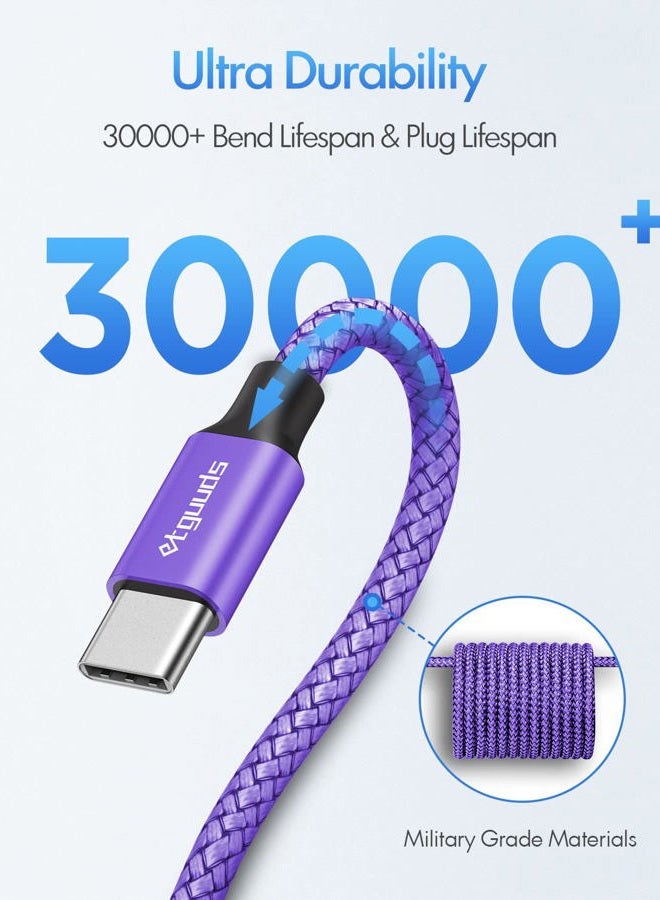 Purple USB C to USB C Cable 6ft, 2-Pack, 60W USBC to USBC Cord, Type C to C Charger Cable Fast Charging for iPhone 16/15 Pro Max/Plus/Pro, for MacBook Pro Air/iPad, for Samsung Galaxy S24 S23
