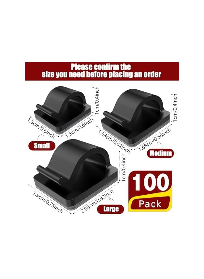 erorex 100 Pieces Cable Clips Outdoor Light Clips Cord Organizer Self Adhesive Wire Clips Mini Hooks Cable Wire Management Holder for Car Office Home Fairy Light Decoration (Black) - Image 3